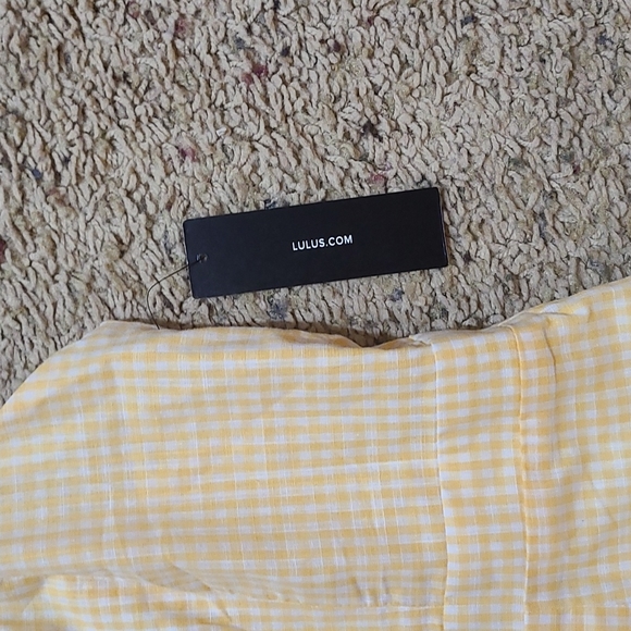 Lulu's checkered yellow dress size L - Picture 3 of 4